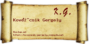 Kovácsik Gergely névjegykártya